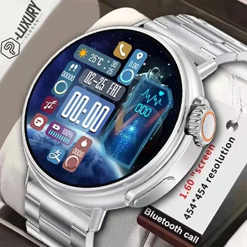 2023 NFC Smart Watch Vyrų 454*454 AMOLED Ekraną, Bevielį Įkrovimo Balso Asistentas Apyrankės, Laikrodžiai Moteris Smartwatch Žiūrėti Vyrams