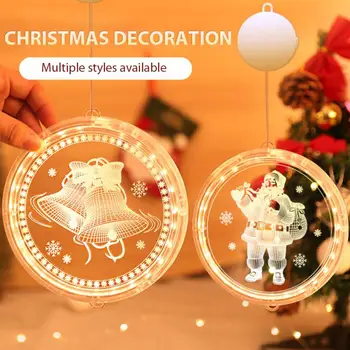 3D Diskų Kabo Žibintai LED Žiburiai Kalėdų Varpai Snaigės Baterija Žibintai Kambario Apdaila Žibintai Šventės Naujovė Apšvietimas