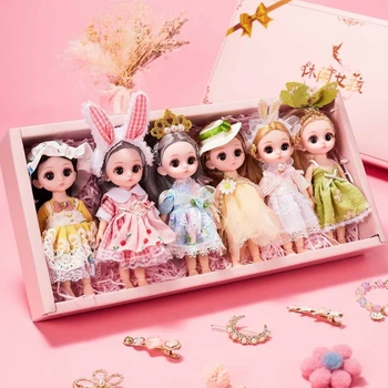 6Pieces Rinkinys Princess ir su Suknelės Mergaitėms Princess Žaislas Maža Princesė Duomenys Miniatiūrų Rinkinys