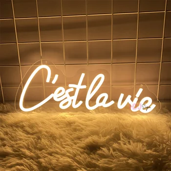 c ' est la vie Neoninis Ženklas Kambario Sienų Dekoras prancūzų Kalba, Neoninės Šviesos, Led Lempos, Pasirašyti Vestuves Restorane Apdaila