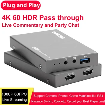 HD 4K 60fps HDR Linijos HDMI USB 3.0 Žaidimas Capture Card Vaizdo Įrašymo Lange PC OBS Live Transliacijos 3.5 mm MIC Gamepad Garso Įvestis