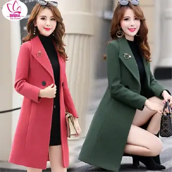 Korėjos Versija Plonas Plonas ir Vidutinio Ilgio Vilnoniai Paltai Moterims Rudens ir Žiemos Lady Nauji Didelio Dydžio Trendable Vilnoniai Paltai y2k