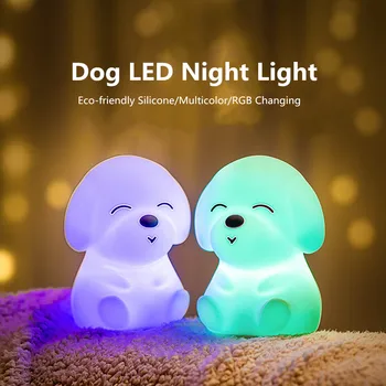 Mielas LED Nakties Šviesos Palieskite Jutiklį Nuotolinio Valdymo 7 Spalvos ryškumas gali būti reguliuojamas Laikmatis Įkrovimo Silikoninis Mažylis Lempa Vaikams, Kūdikių Dovanų