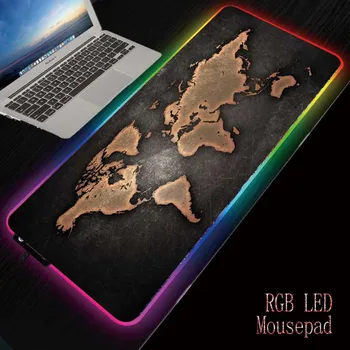 MRGBESTRGB Pasaulio Žemėlapyje Žaidimų Pelės Kilimėlis, Didelis RGB Pelės Mygtukai 7 Rūšių Šviesos Apšvietimo Režimus Kompiuteris LED Backlight Kilimėlis