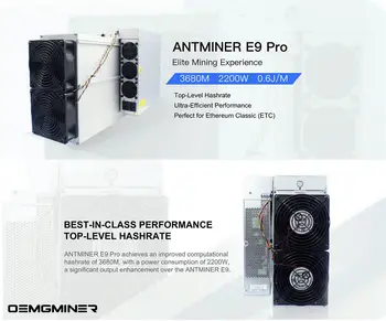 pirkti 2 gaukite 1 nemokamai aa Bitmain Antminer E9 Pro 3680Mh/s 2200W ir KT Asic Miner 0.6 J/M Bulid-be PSU