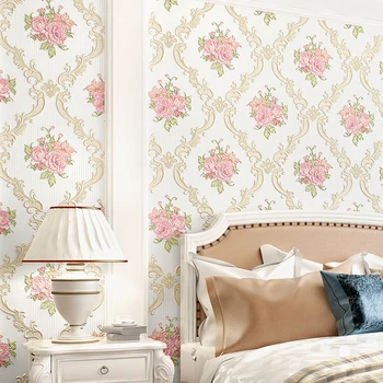 Romantiška Sielovados Gėlės Damask Tapetai Miegamajame, Gyvenamasis Kambarys Dekoro Tirštėti neaustinių 3D Reljefo Sienos Popieriaus Ritinį Ne klijai