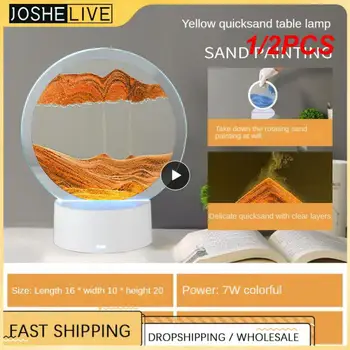 1/2VNT Sandscape Lempa, LED Judančios Smėlio Meno Naktį Šviesiai Smėlio Tapyba Stalo Lempa 3D Giliai Jūros Ekrano Namų Puošybai Kalėdų