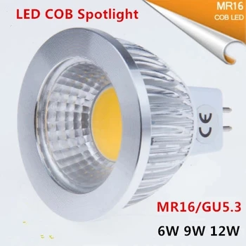 10VNT mr16 high power LED lemputė MR16 GU5.3 smūgiai 6W 9W 12W Pritemdomi SMŪGIS Prožektorius, šiltas šaltai balta PONE 16 12V lempa GU 5.3 220V