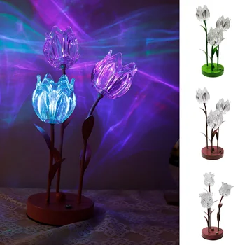 2023 LED Tulpės Gėlių Stalo Lempa USB pakalnutės naktinė lempa Touch Tamsos Vandeniui Apšvietimo Papuošalus Namų Dekoro