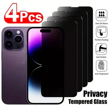 4PCS Anti-Spy Stiklo iPhone 14 PRO MAX Privatumo Ekrano Apsaugos iPhone 