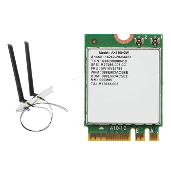 AX210NGW Wifi Kortelę Su Antena WIFI 6E Bluetooth 5.2 2.4 Ghz, 5 ghz 3000Mbps M. 2 Belaidžio tinklo Plokštę, 802.11 Ax Tinklo plokštė