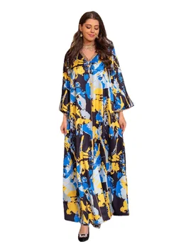 Eid Musulmonų Ramadano Abaja Suknelė Moterims Dubajus Diamond Marokas Šalis Suknelės Gėlių V Kaklo Elegantiškas Kaftan Malda Maxi Vestidos 2023