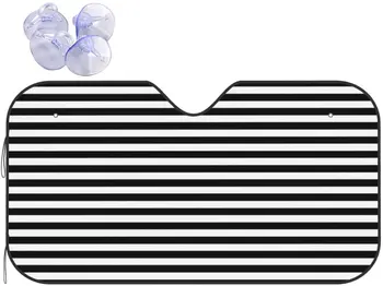 Juodos ir Baltos Horizontalios Automobilio priekinio Stiklo skėtį nuo saulės StripesAuto Priekinio Lango Saulė Pavėsyje, Atspindintis Saulės Skydelis Gynėjas 27.5x51