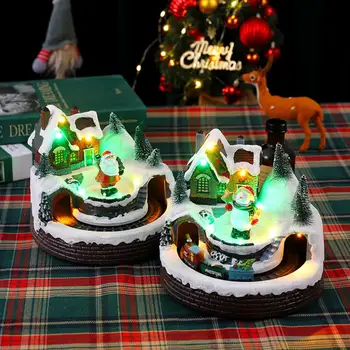 Kalėdų Ornamentu Spalvinga Žiburiai Muzikos Sukasi Traukinio Dervos Ornamentu Kalėdų Dovana, Namų Puošybai
