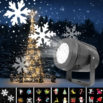 Kalėdų Snaigės LED Projektorius, Lazerinė Šalies Šviesos 360° Besisukantis Kalėdos Modelio Poilsio Namų Dekoro Naktį Lempos Patalpų Scenos Šviesos