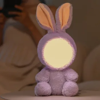 Mielas Lokys, Kiškis, Įdaryti Naktį LED Lempos Pliušinis Lėlės Žaislas Miegoti Naktį Šviesos Įkrovimo Naktiniai Kambario Dekoro Vaikams Kalėdų Dovanos
