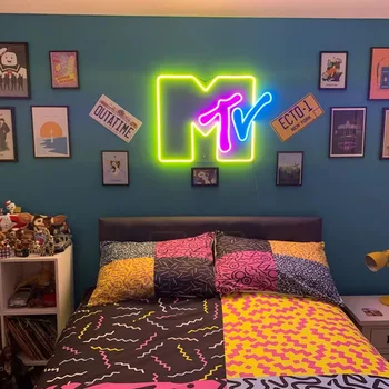 MTV Muzikos Akrilo Neon Požymiai - MTV LED Neoninis Ženklas/ MTV Neoninis Ženklas Sienų Apdaila / Muzikos Neoninis Ženklas, Muzikos Neoninės Šviesos, Žaidimų Kambarys