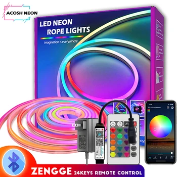 RGB Neon Led Šviesos Juostelės Spalvotų Illumination1-10M/32,8 PĖDŲ Blue Tooth Muzikos Sinchronizavimo TV foninio Apšvietimo Namų Apdailos, Aplinkos Šviesos