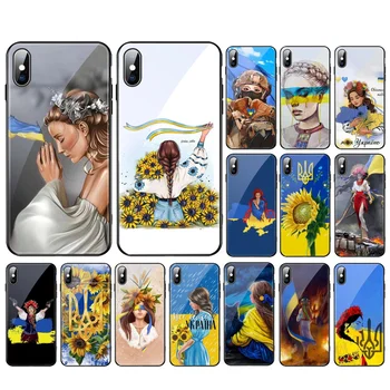 Ukrainos Vėliava mergina Stiklo telefono dėklas Samsung Galaxy S22 S23 S20 S21 Ultra S20 S21 S22 S20FE A52 A33 A32 A13