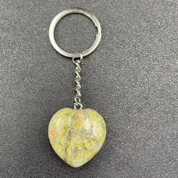 XHS5 Natūralus agatas kristalų meilės pakabukas širdies formos paketų prižiūrėtojų raktinę agato akmuo, persikas širdies Pakabukas
