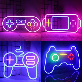 Žaidimas Formos Neon Požymių, Neoninės Šviesos, LED Sienų Dekoras Paauglių Berniukų Žaidimų Kambarys, Žaidimų Zonos Šalis Dekoras Miegamasis Lightup Ženklai USB