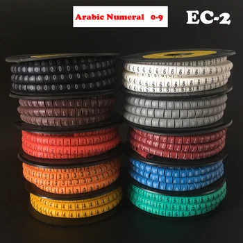 1000pcs/Daug EB-2 4mm2 0-9 Laiškas Spausdinti Modelį PVC Lankstus arabų Skaitvardis Rankovės šiek tiek Įdubę Mėgintuvėlio Etiketės Vielos Tinklo Kabelio Žymeklis