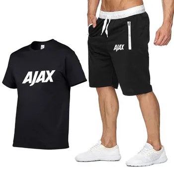 2023 nauja, vyriški T-shirt kostiumas 2 vnt vyriškos sportinės aprangos kostiumas fitneso vasaros spausdinimo vyriški trumpomis rankovėmis + šortai vyrams kostiumu 2XL