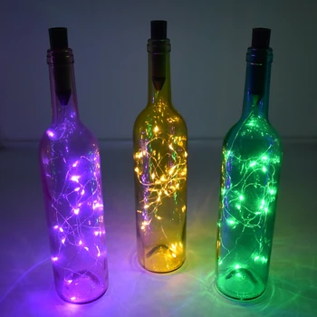 2M String Žibintai Sidabro LED Vyno Butelis Žibintai, Baterija Kamštienos Formos Stiklo Butelis Užkemšamas Lempos Kalėdų Girliandas Decoratio