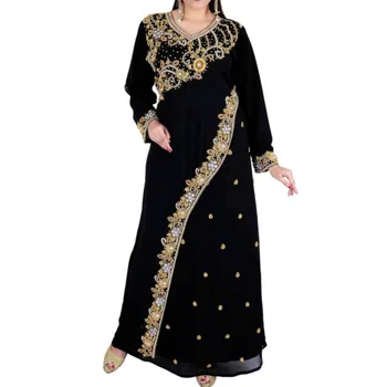 Dubajus-Maroko-Kaftan-Georgette-Dress-Arabijos-Moterims-Apranga-ISLAMI-Ms Indijos Moterų Suknelė