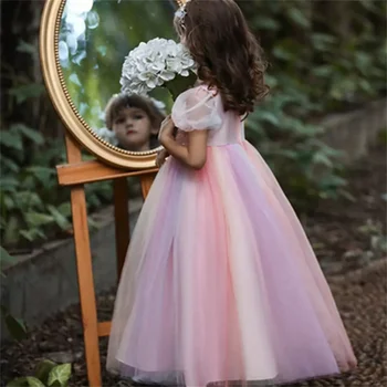 Elegantiškas TulleFlower Mergina Suknelės Nėriniai Gimtadienio Blizgančiais Princesė Vestuves Kamuolys Pirmosios Komunijos Suknelės Svajonė Vaikų Dovanų