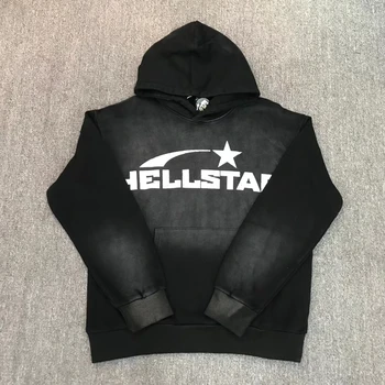 Hellstar Vintage Plauti Sunkiosios Pramonės Hoodie Vyrai Moterys Aukšto Quaity Terry Megztiniai Megztinis