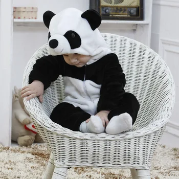 Karšto Kūdikių 3D Panda Cosplay Gyvūnų Pižama ilgomis Rankovėmis Mielas Anime Rompers Gobtuvu Berniukams, Mergaitėms, Šilta Medvilnė Kigurumi Drabužiai