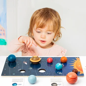 Kosmoso Žaislai Saulės Sistemos Vaikai 3-5 Ikimokyklinio Įspūdį Vaikams Planetų Mediniai Galvosūkiai Atitikimo