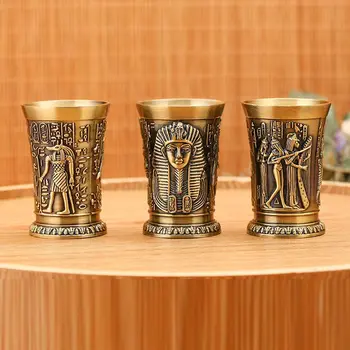 Namų Dekoro Senovinių Egipto Vyno Taurė Smulkių Metalinių Kokteilių Viskio Baras Taurės Faraonas Tut Graviravimas Goblet Vandens Stiklo