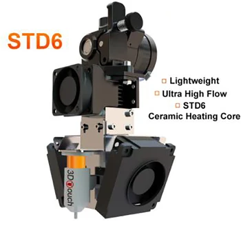 STD6 Keraminės Šildymo Core Maksimalus Nepertraukiamo Srauto iki 95mm3/s Tiesioginė Pavara Ekstruderiu STD6 Hotend 3D Spausdintuvas CHC