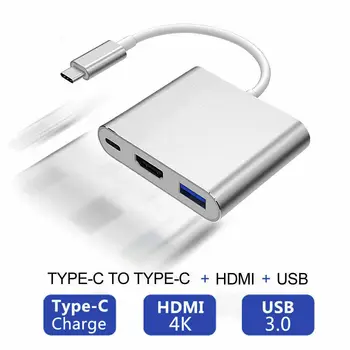 Tipas-C USB 3.1-USB C 4K HDMI, USB 3.0 Adapteris Kabelis 3 in 1 
