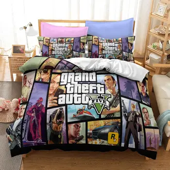Vaizdo Žaidimas GTA V Patalynės Komplektas, 3D Spaudinių Antklodžių užvalkalus Grand Theft Auto 5 Šalikas Lova Padengti Set Home Lovatiesė Ne Lapas Visu Dydžiu